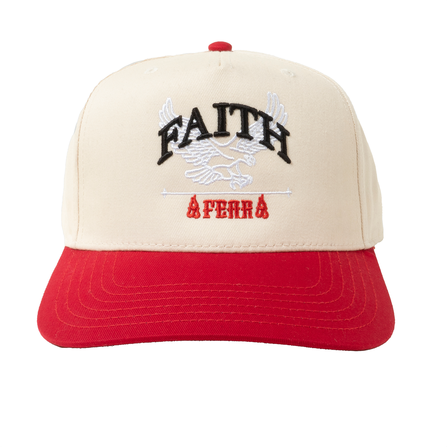 Faith Over Fear Hat Creme/Red